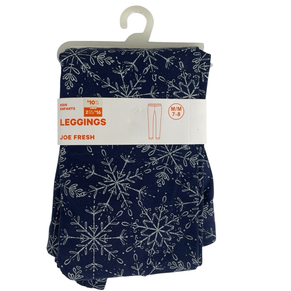 Joe Fresh Girls Snowflake Leggings Navy Size M 7/8 NWT